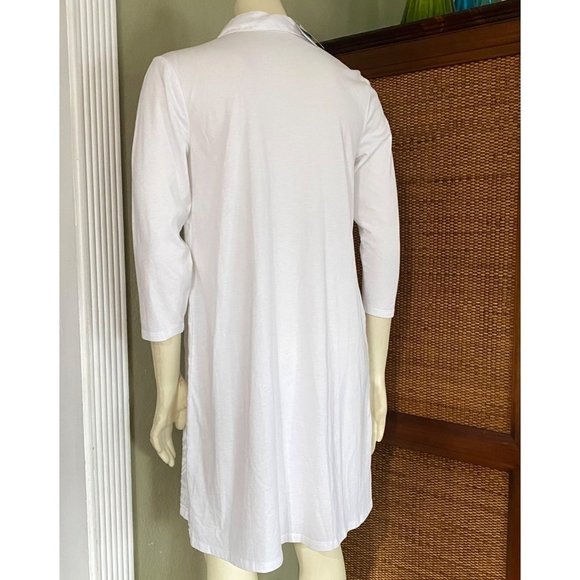 NWT size XSP XS petite J. Jill white linen tunic embroidered collar 3/4 sleeve n - Picture 2 of 9
